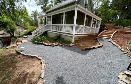 Waterman Construction gravel path with stone border.